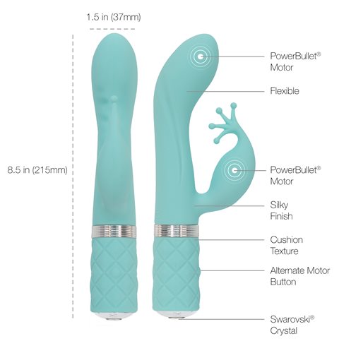 Pillow Talk Kinky Clitoral con cristal Swarovski verde azulado