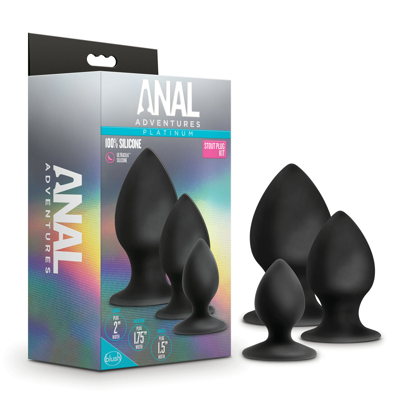 Platinum Silicone Anal Stout Plug Kit Black