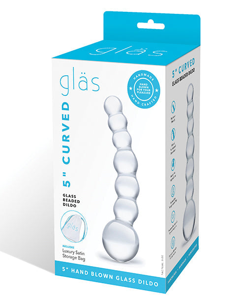 Glas 5 Curved Glass Beaded Dildo "