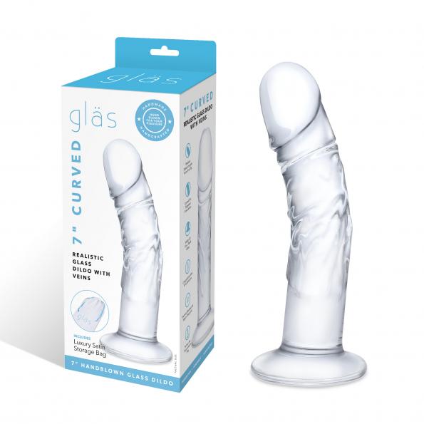 Glas 7 Consolador De Vidrio Realista Curvado W Venas "