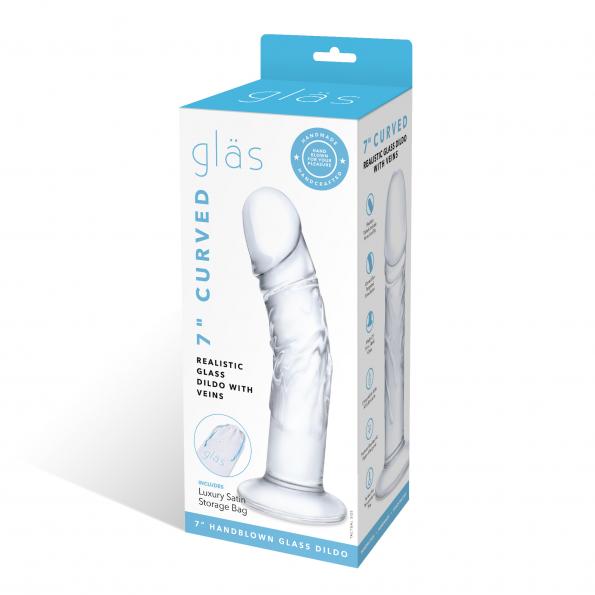 Glas 7 Consolador De Vidrio Realista Curvado W Venas "