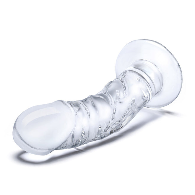 Glas 7 Consolador De Vidrio Realista Curvado W Venas "