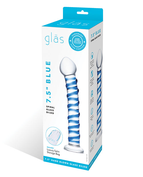 Glas Consolador de Vidrio Espiral Azul