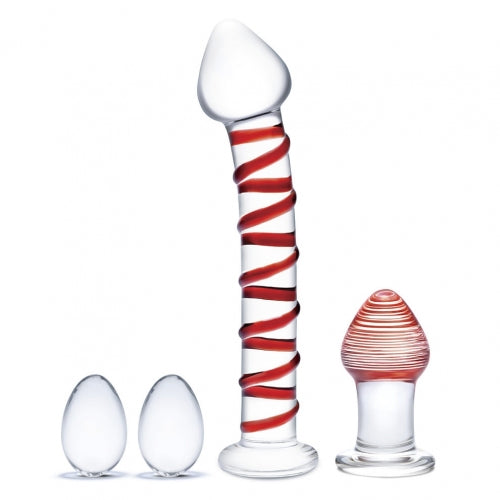 Thee Swirly Set W/ Glass Kegal Balls & Butt Plug