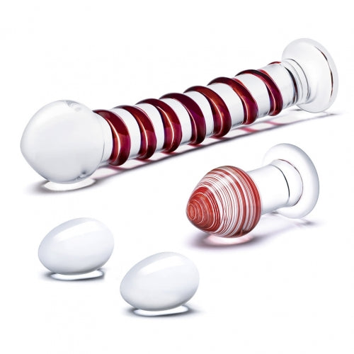 Thee Swirly Set W/ Glass Kegal Balls & Butt Plug