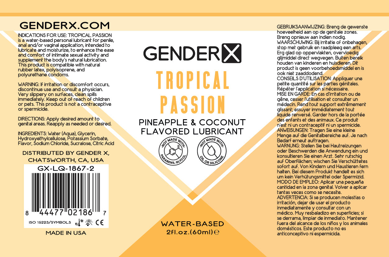 Gender X Tropical Passion Lube Flavored 2 Oz