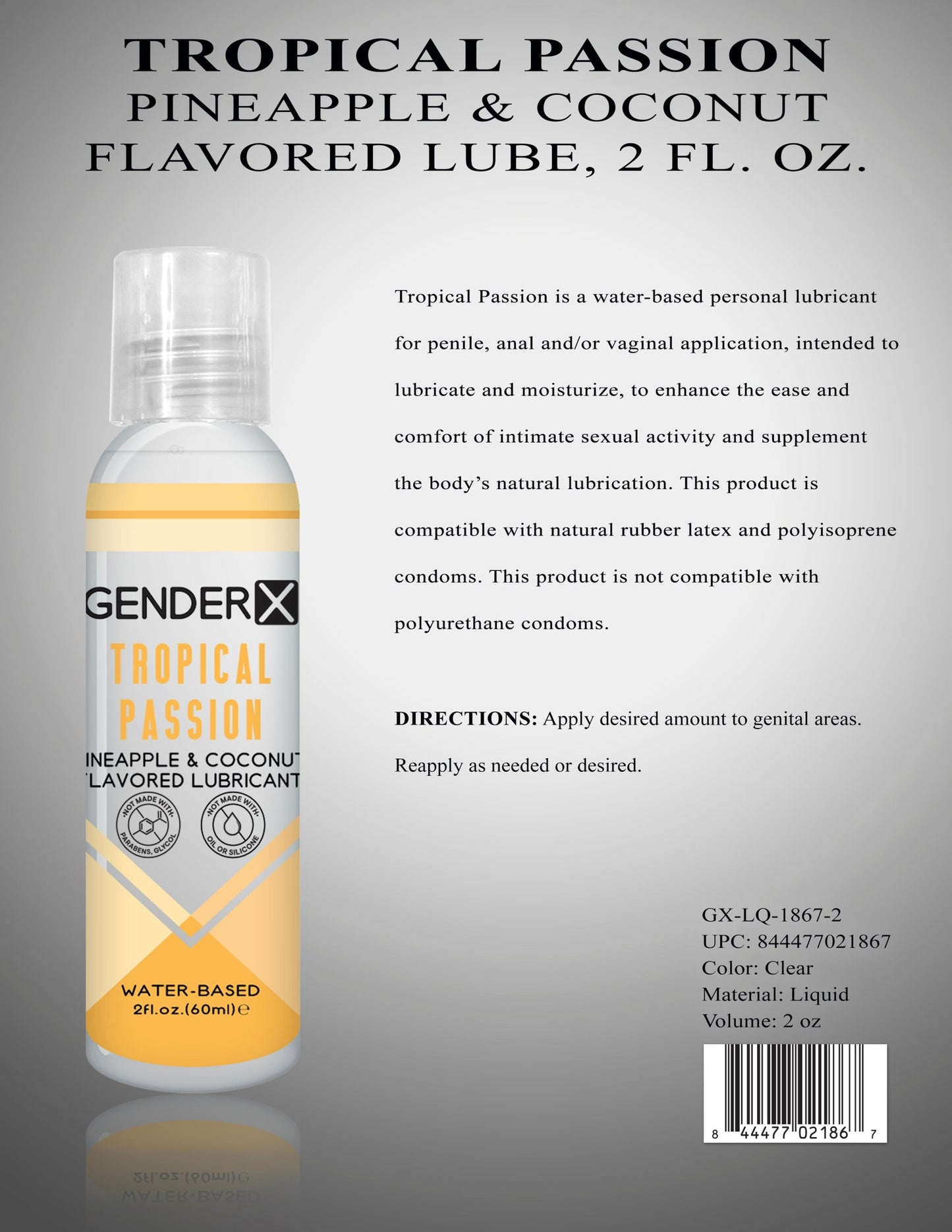 Gender X Tropical Passion Lube Flavored 2 Oz