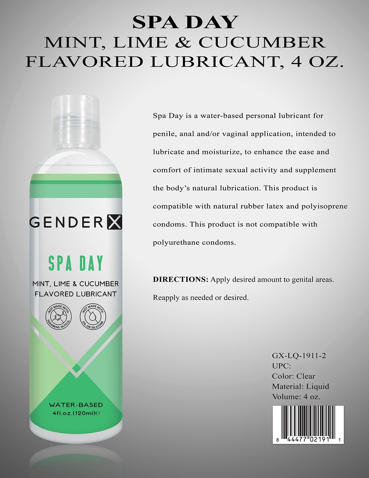 Lubricante con sabor a día de spa Gender X, 4 onzas