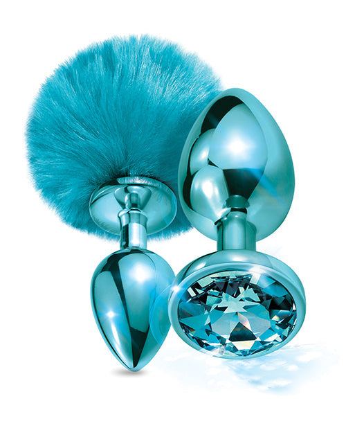 Nixie Set de Plug Anal de Metal Pom Pom & Jewel Azul Metálico