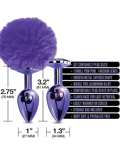 Nixie Juego de plug anal de metal Pom Pom & Jewel Púrpura Metálico