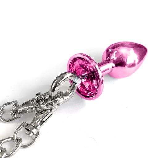 Conjunto de tapón metálico rosa y puño peludo