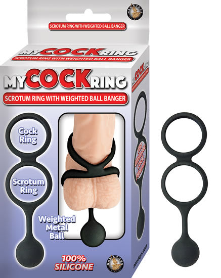 My Cockring Vibrating Scrotum W Banger de bola ponderada negro