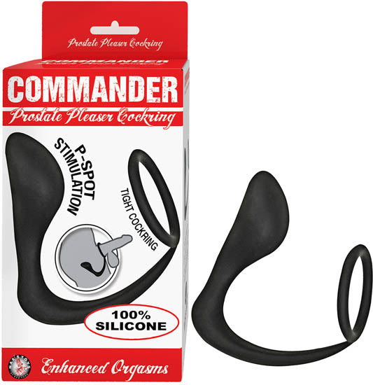 Commander Prostate Pleaser Anillo para el Pene Negro