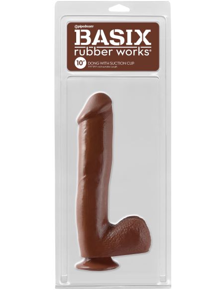 Basix Rubber Works Dong de 10 pulgadas con ventosa, marrón