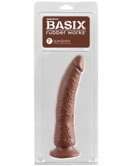 Basix Rubber Works Dong delgado marrón de 7 pulgadas con ventosa