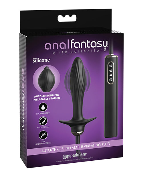 Elite Inflate 'n Throb Anal Plug Black