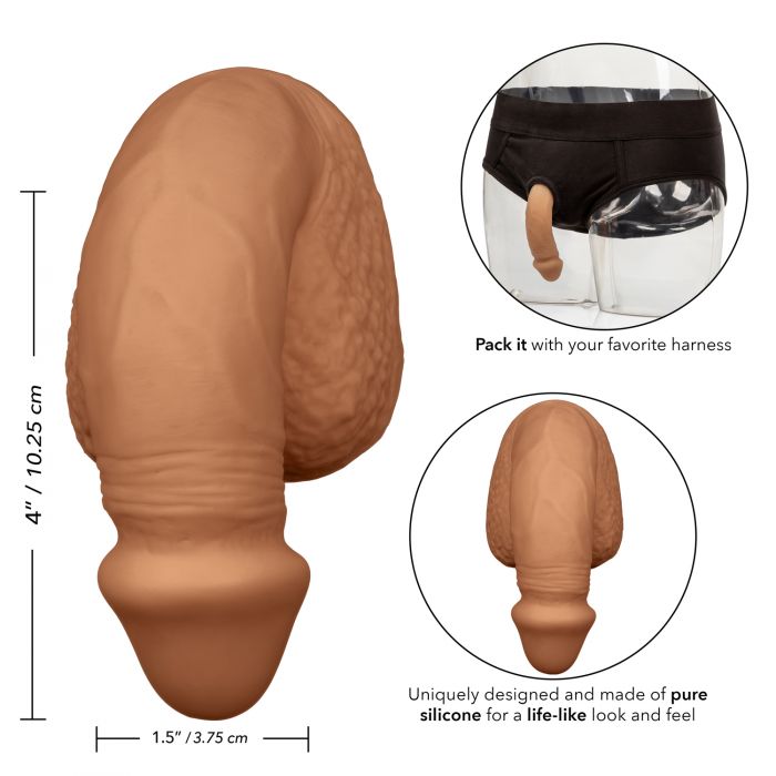 Packer Gear Pene de silicona de 4 pulgadas Bronceado