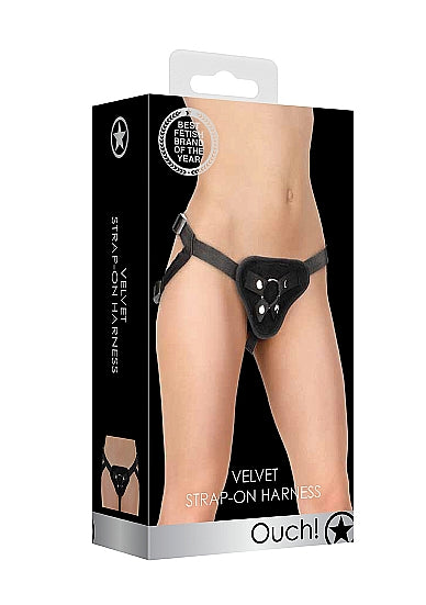 Arnés de terciopelo y velcro con junta tórica ajustable negro