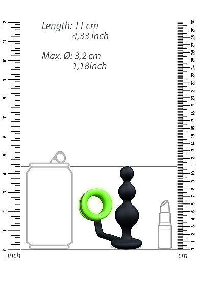 Plug Anal Glow Beads Con Anillo Para El Pene Que Brilla En La Oscuridad