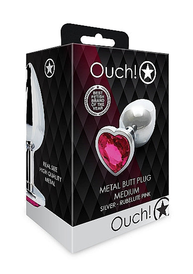 Rosy Heartthrob Medium Silver Butt Plug