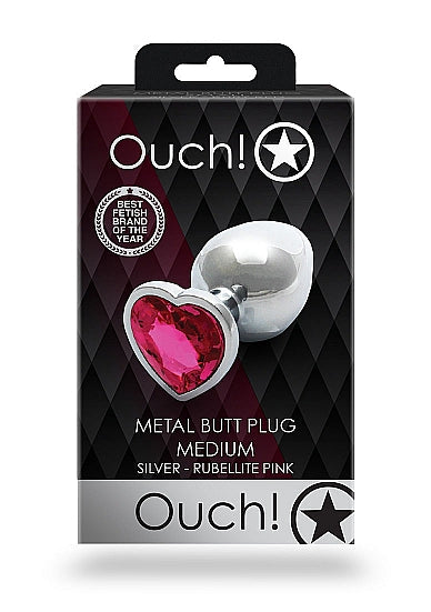 Rosy Heartthrob Medium Silver Butt Plug