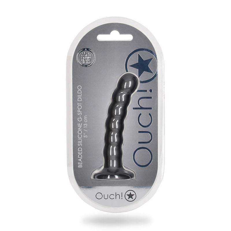 Ouch! Beaded Silicone G-spot Dildo 5 In Gunmetal