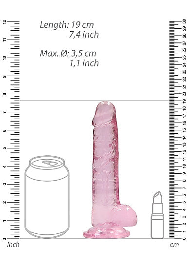 Realrock Consolador Realista De 7 Pulgadas Con Bolas Rosa Claro