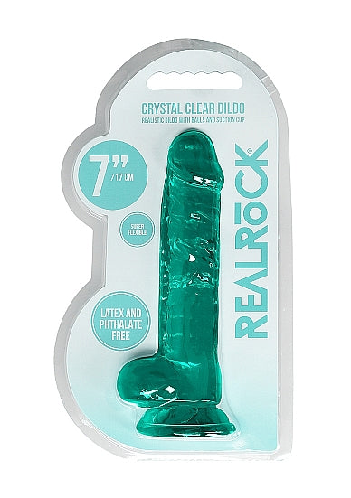 Consolador Realista Realrock 7in Con Bolas Turquesa