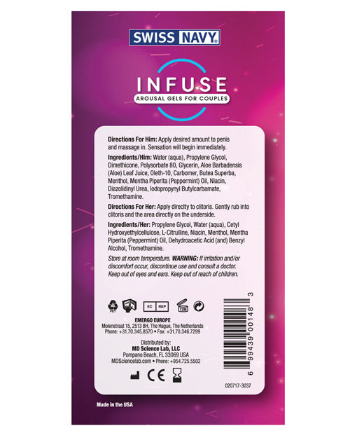 Swiss Navy Infuse Gel de excitación 2 en 1 para él y para ella