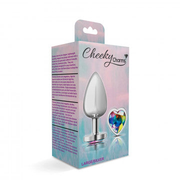 Plug de diamante con forma de corazón acanalado carmesí