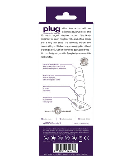 Vedo Plug Plug Anal Recargable Morado Profundo