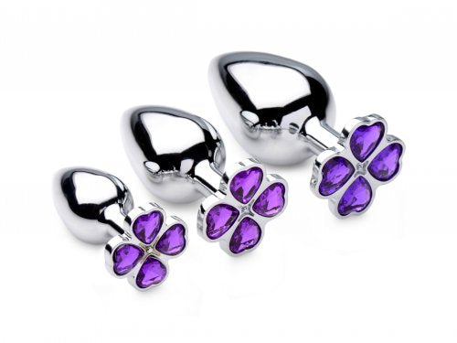 Amethyst Gemstone Flower Anal Plug Set