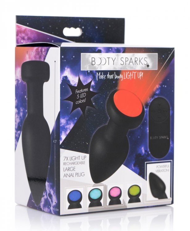 Plug grande de silicona con vibración LED de Booty Sparks