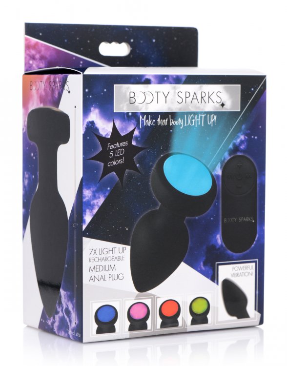 Plug de silicona con vibración LED mediano de Booty Sparks