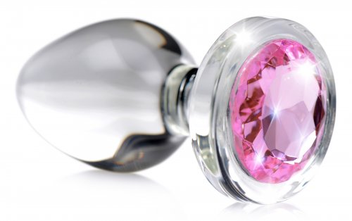 Plug delicia con piedras preciosas rosadas luminosas (grande)