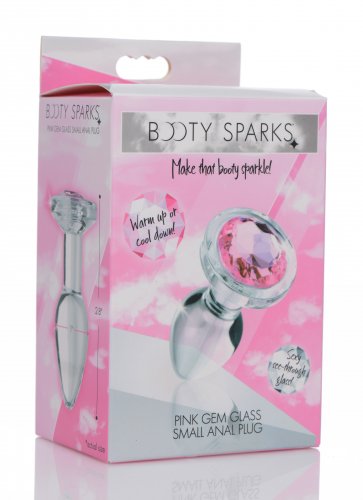 Plug anal pequeño de cristal con piedras preciosas rosas