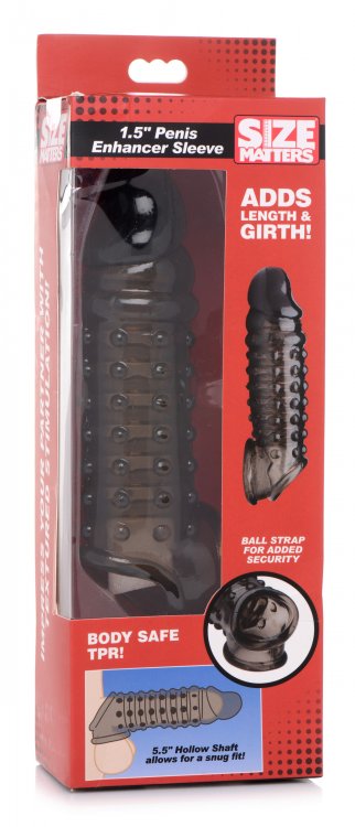 Size Matters Funda potenciadora de pene de 1,5 pulgadas, color humo