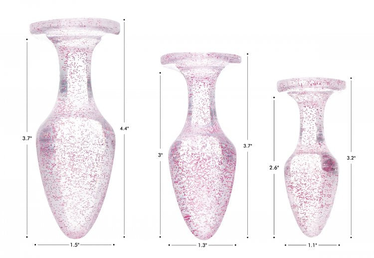 Juego de dilatadores de delicias con piedras preciosas de color rosa brillante