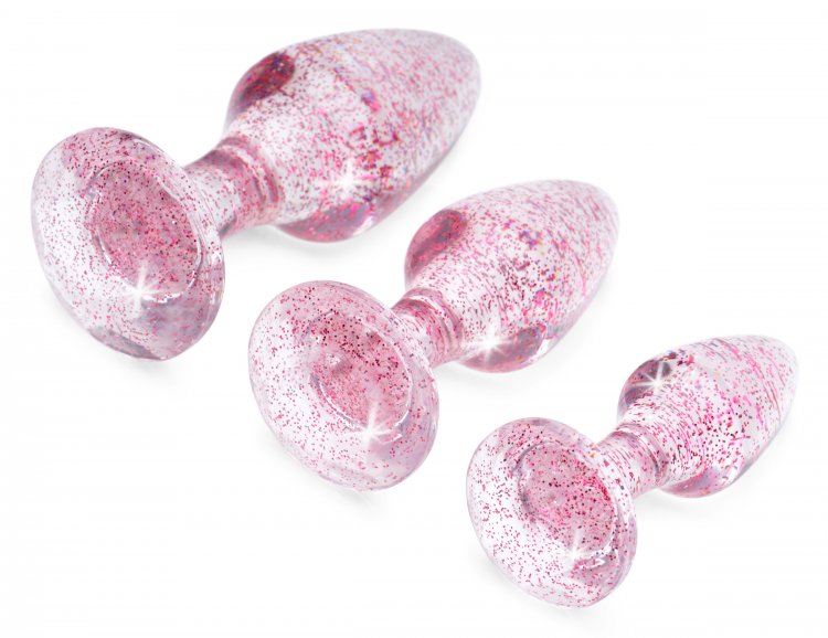 Juego de dilatadores de delicias con piedras preciosas de color rosa brillante