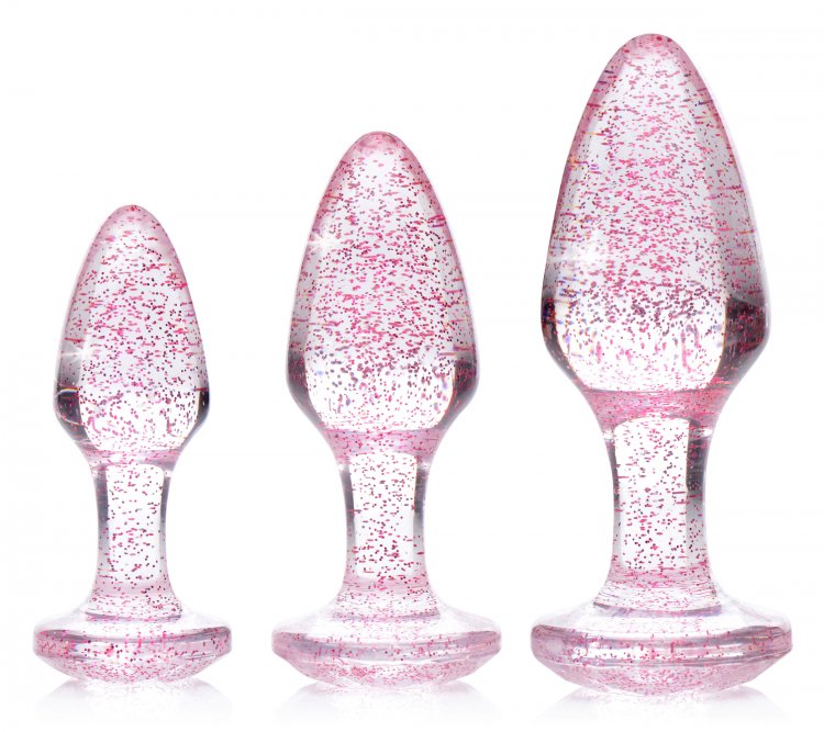 Juego de dilatadores de delicias con piedras preciosas de color rosa brillante