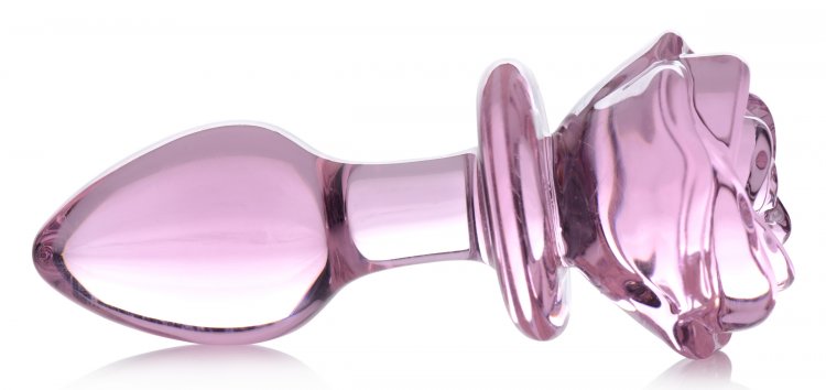 Plug Anal Mediano de Vidrio Rosebud Rosa