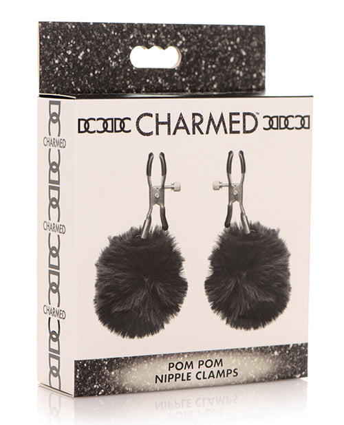Velvet Pom Pom Nipple Clamps Black