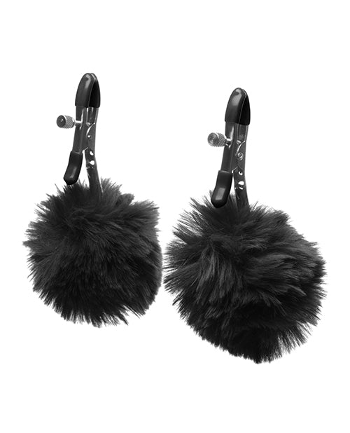 Velvet Pom Pom Nipple Clamps Black