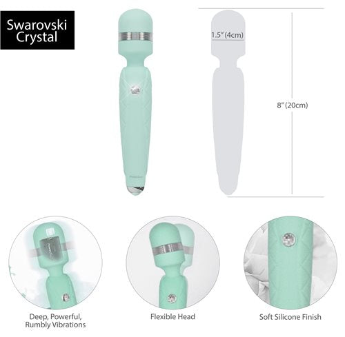 Vibrador Pillow Talk Cheeky Wand con cristal de Swarovski en verde azulado