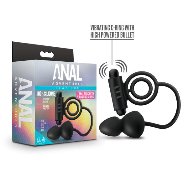 Thee Plug Silicona Con Anillo Vibrador Negro 