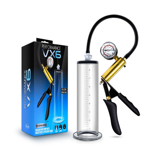 Bomba de vacío para pene Performance Vx6 con gatillo de latón y manómetro transparente