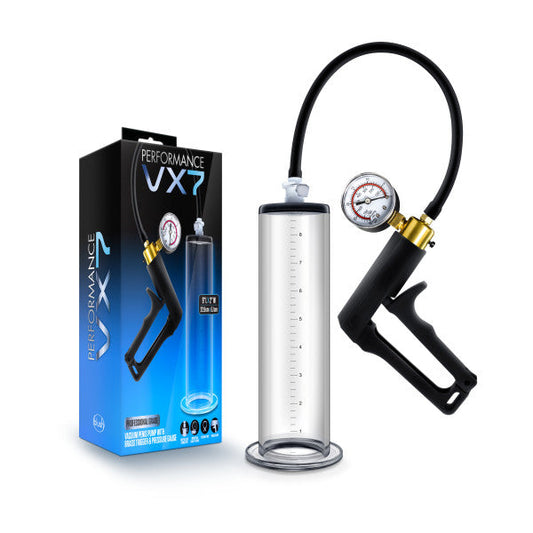 Bomba de vacío para pene Performance Vx7 con gatillo de latón y manómetro transparente