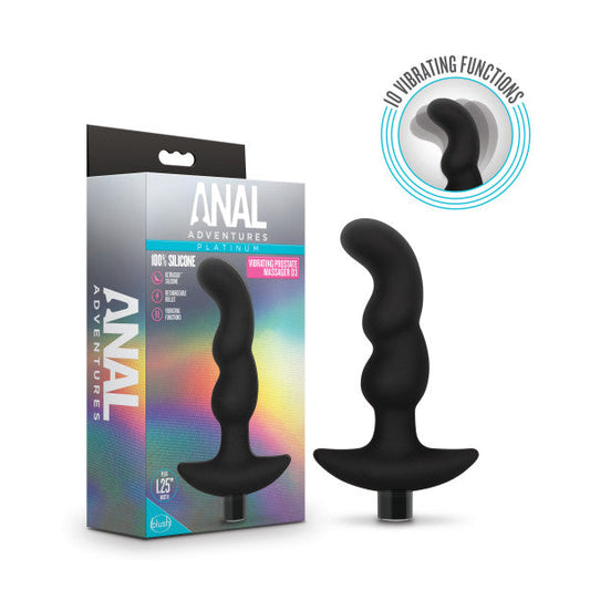 Anal Adventures Platinum Silicona Vibrador Masajeador de Próstata 03 Negro