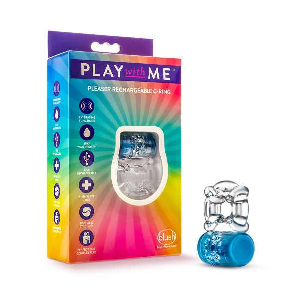 Play With Me Pleaser C-ring Azul Recargable