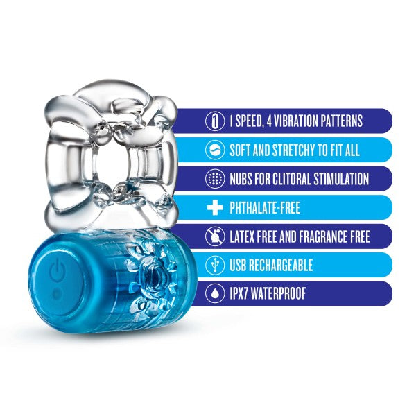 Play With Me Pleaser C-ring Azul Recargable
